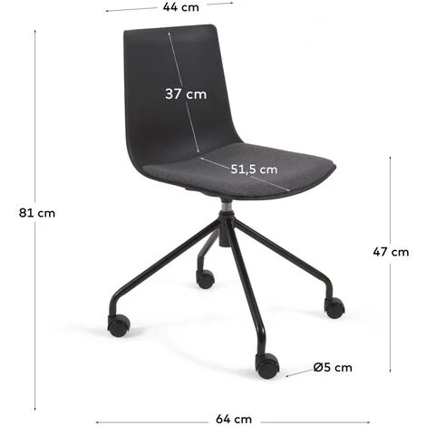 Kave Home - Chaise De Bureau Ralfi Noire Avec Assise Noire - Noir 7 Kave Home - Chaise De Bureau Ralfi Noire Avec Assise Noire - Noir – Image 5