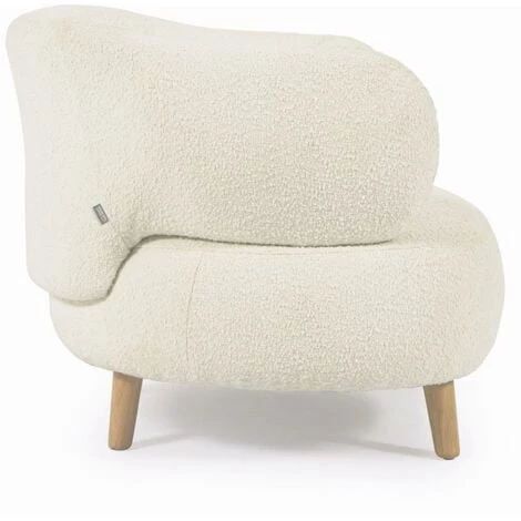 Kave Home - Fauteuil Luisa Bouclette Blanc Avec Pieds En Bois D'hévéa Massif - Blanc 4 Kave Home - Fauteuil Luisa Bouclette Blanc Avec Pieds En Bois D'hévéa Massif - Blanc – Image 2