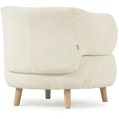 Kave Home - Fauteuil Luisa Bouclette Blanc Avec Pieds En Bois D'hévéa Massif - Blanc 5 Kave Home - Fauteuil Luisa Bouclette Blanc Avec Pieds En Bois D'hévéa Massif - Blanc – Image 3