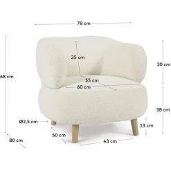 Kave Home - Fauteuil Luisa Bouclette Blanc Avec Pieds En Bois D'hévéa Massif - Blanc 11 Kave Home - Fauteuil Luisa Bouclette Blanc Avec Pieds En Bois D'hévéa Massif - Blanc -KAVE HOME Soldes 2022 47273734 5