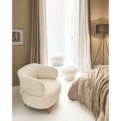 Kave Home - Pouf Rond Sarisha Bouclette Blanc Ø 49 Cm - Blanc 4 Kave Home - Pouf Rond Sarisha Bouclette Blanc Ø 49 Cm - Blanc – Image 2