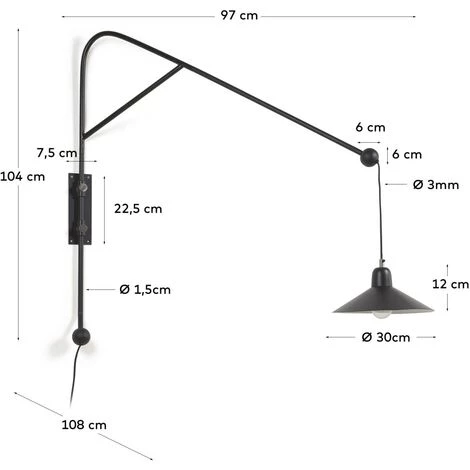 Kave Home - Applique Murale Eleazar En Métal Peint Noir - Noir 5 Kave Home - Applique Murale Eleazar En Métal Peint Noir - Noir – Image 3