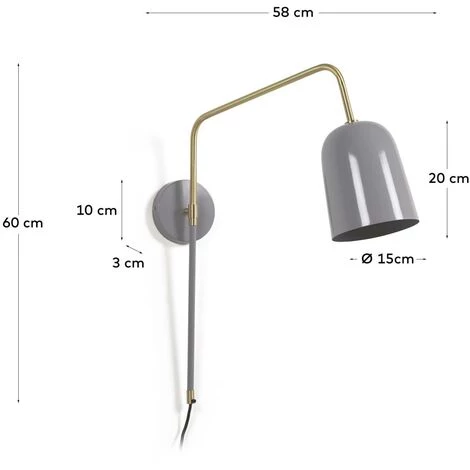 Kave Home - Applique Murale Audrie En Acier Peint Gris - Gris 5 Kave Home - Applique Murale Audrie En Acier Peint Gris - Gris – Image 3