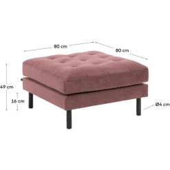Kave Home - Reposes-pied Debra 80 X 80 Cm Velours Rose - Rose 9 Kave Home - Reposes-pied Debra 80 X 80 Cm Velours Rose - Rose -KAVE HOME Soldes 2022 49719088 4