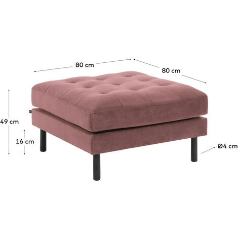 Kave Home - Reposes-pied Debra 80 X 80 Cm Velours Rose - Rose 6 Kave Home - Reposes-pied Debra 80 X 80 Cm Velours Rose - Rose – Image 4