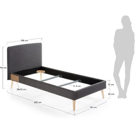 Kave Home - Housse Pour Lit Dyla Graphite 90 X 190 Cm - Noir 6 Kave Home - Housse Pour Lit Dyla Graphite 90 X 190 Cm - Noir – Image 4