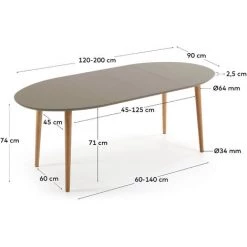 Kave Home - Table Extensible Ovale Oqui MDF Laqué Marron Et Pieds Bois Massif Hêtre 120 (200) X 90 Cm - Marron 9 Kave Home - Table Extensible Ovale Oqui MDF Laqué Marron Et Pieds Bois Massif Hêtre 120 (200) X 90 Cm - Marron -KAVE HOME Soldes 2022 49719515 4