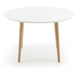 Kave Home - Table Extensible Ovale Oqui MDF Laqué Blanc Et Pieds Bois Massif Hêtre 120 (200) X 90 Cm - Blanc 9 Kave Home - Table Extensible Ovale Oqui MDF Laqué Blanc Et Pieds Bois Massif Hêtre 120 (200) X 90 Cm - Blanc -KAVE HOME Soldes 2022 49719521 3