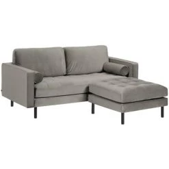 Kave Home - Canapé Debra 2 Places Avec Repose-pieds En Velours Gris 182 Cm - Gris