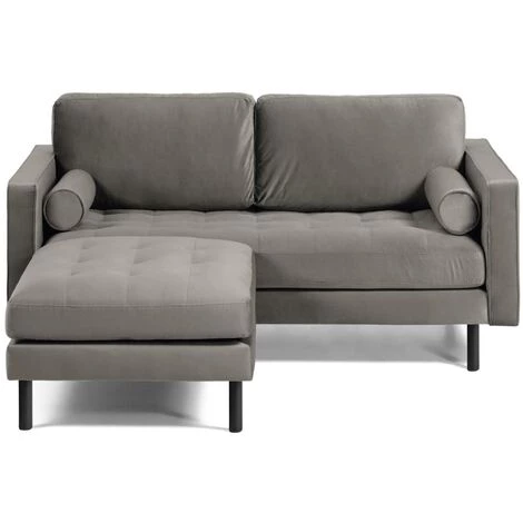 Kave Home - Canapé Debra 2 Places Avec Repose-pieds En Velours Gris 182 Cm - Gris 5 Kave Home - Canapé Debra 2 Places Avec Repose-pieds En Velours Gris 182 Cm - Gris – Image 3