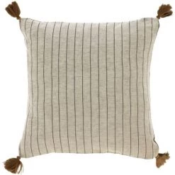 Kave Home - Housse De Coussin Sagira 100 % Coton Beige Avec Rayures Et Franges Marrons 45 X 45 Cm - Beige