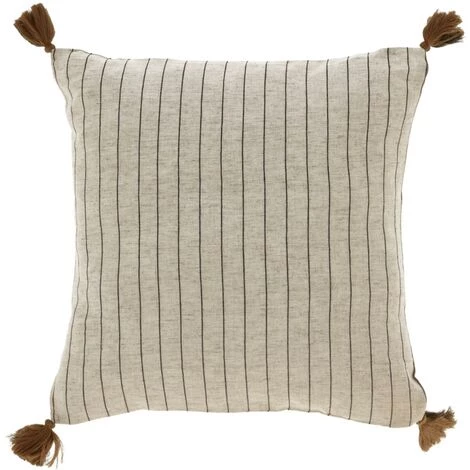 Kave Home - Housse De Coussin Sagira 100 % Coton Beige Avec Rayures Et Franges Marrons 45 X 45 Cm - Beige 3 Kave Home - Housse De Coussin Sagira 100 % Coton Beige Avec Rayures Et Franges Marrons 45 X 45 Cm - Beige