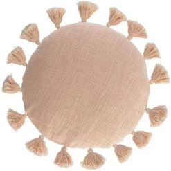 Kave Home - Housse De Coussin Chiarina 100 % Coton Rose Avec Franges Ø 45 Cm - Rose