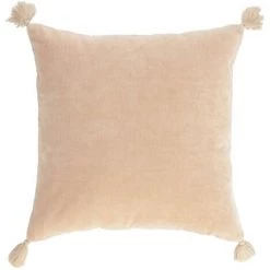 Kave Home - Housse De Coussin Carmin 100 % Coton Velours Rose Avec Franges 45 X 45 Cm - Rose