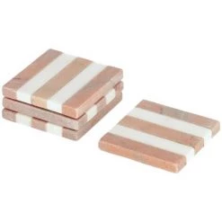 Kave Home - Lot Jesiah De 4 Dessous De Verre En Marbre - Blanc