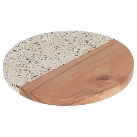 Kave Home - Plateau Verna Ronde En Bois Et Terrazzo Blanc - Naturel 3 Kave Home - Plateau Verna Ronde En Bois Et Terrazzo Blanc - Naturel