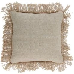 Kave Home - Housse De Coussin Delcie En Coton Beige Avec Franges En Jute De 45 X 45 Cm - Beige