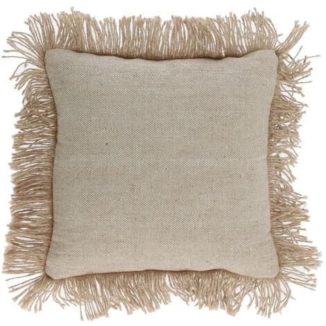 Kave Home - Housse De Coussin Delcie En Coton Beige Avec Franges En Jute De 45 X 45 Cm - Beige 3 Kave Home - Housse De Coussin Delcie En Coton Beige Avec Franges En Jute De 45 X 45 Cm - Beige