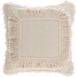 Kave Home - Housse De Coussin Edelma 100% Coton Beige Avec Franges De 45 X 45 Cm - Beige