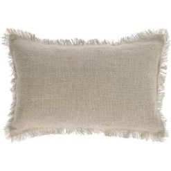 Kave Home - Housse De Coussin Ailen Coton Et Lin Avec Franges Beige 30 X 50 Cm - Beige