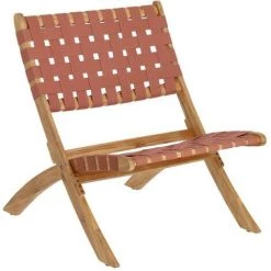 Kave Home - Fauteuil Pliant Chabeli En Bois Dacacia Et Corde Terracotta FSC 100% - Rose