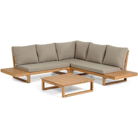 Kave Home - Salon De Jardin Dangle Flaviina 5 Places Et Table Basse En Bois Massif Dacacia FSC 100% - Beige 3 Kave Home - Salon De Jardin Dangle Flaviina 5 Places Et Table Basse En Bois Massif Dacacia FSC 100% - Beige