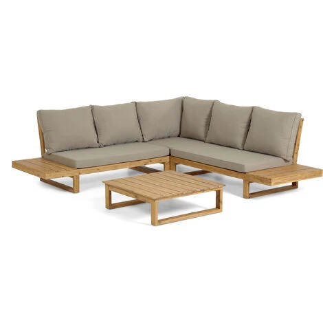 Kave Home - Salon De Jardin Dangle Flaviina 5 Places Et Table Basse En Bois Massif Dacacia FSC 100% - Beige 4 Kave Home - Salon De Jardin Dangle Flaviina 5 Places Et Table Basse En Bois Massif Dacacia FSC 100% - Beige – Image 2