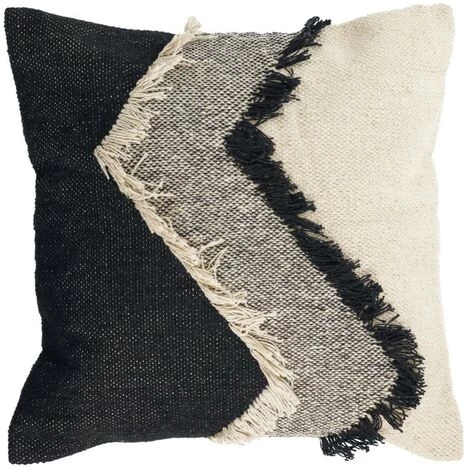 Kave Home - Housse De Coussin Margarite 100% Coton Avec Franges Noir Et Blanc 45 X 45 Cm - Noir 3 Kave Home - Housse De Coussin Margarite 100% Coton Avec Franges Noir Et Blanc 45 X 45 Cm - Noir