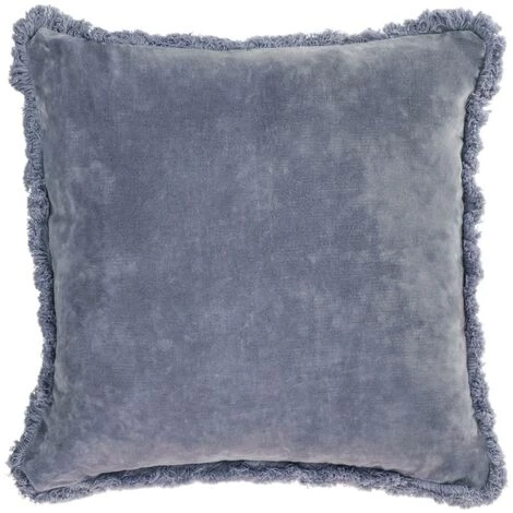 Kave Home - Housse De Coussin Cedella 100% Coton Velours Et Franges Bleu 45 X 45 Cm - Bleu 3 Kave Home - Housse De Coussin Cedella 100% Coton Velours Et Franges Bleu 45 X 45 Cm - Bleu