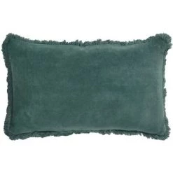 Kave Home - Housse De Coussin Cedella 100% Coton Velours Et Franges Vert 30 X 50 Cm - Vert