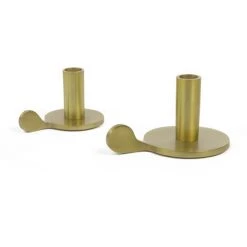 Kave Home - Lot Adabella 2 Bougeoirs En Aluminium Doré 6 Cm Et 8 Cm - Doré