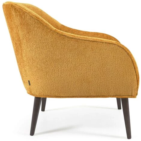 Kave Home - Fauteuil Bobly En Chenille Moutarde Et Pieds En Bois Finition Wengé - Moutarde 4 Kave Home - Fauteuil Bobly En Chenille Moutarde Et Pieds En Bois Finition Wengé - Moutarde – Image 2