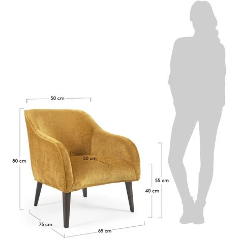 Kave Home - Fauteuil Bobly En Chenille Moutarde Et Pieds En Bois Finition Wengé - Moutarde 7 Kave Home - Fauteuil Bobly En Chenille Moutarde Et Pieds En Bois Finition Wengé - Moutarde – Image 5