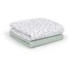 Kave Home - Lot 2 Débarbouillettes Yamile 100% Coton Bio (GOTS) Turquoise Blanc Avec Feuilles Grises - Turquoise