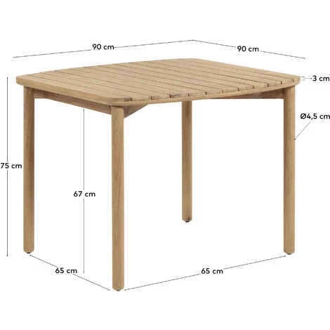 Kave Home - Table Sheryl En Bois Massif D'eucalyptus 90 X 90 Cm FSC 100% - Naturel 6 Kave Home - Table Sheryl En Bois Massif D'eucalyptus 90 X 90 Cm FSC 100% - Naturel – Image 4