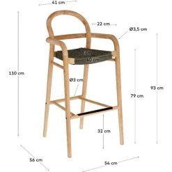 Kave Home - Tabouret Sheryl En Bois Massif D'eucalyptus Et Corde Vert Hauteur 79 Cm FSC 100% - Naturel 11 Kave Home - Tabouret Sheryl En Bois Massif D'eucalyptus Et Corde Vert Hauteur 79 Cm FSC 100% - Naturel -KAVE HOME Soldes 2022 51186113 5