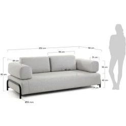 Kave Home - Canapé Compo 3 Places Gris Clair 232 Cm - Gris -KAVE HOME Soldes 2022 51186114 5