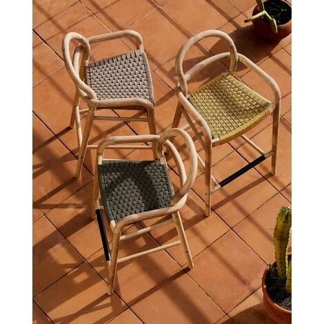 Kave Home - Tabouret Sheryl En Bois Massif D'eucalyptus Et Corde Beige Hauteur 69 Cm FSC 100% - Naturel 6 Kave Home - Tabouret Sheryl En Bois Massif D'eucalyptus Et Corde Beige Hauteur 69 Cm FSC 100% - Naturel – Image 4