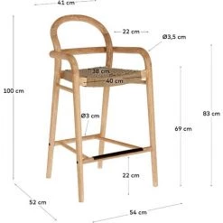Kave Home - Tabouret Sheryl En Bois Massif D'eucalyptus Et Corde Beige Hauteur 69 Cm FSC 100% - Naturel 11 Kave Home - Tabouret Sheryl En Bois Massif D'eucalyptus Et Corde Beige Hauteur 69 Cm FSC 100% - Naturel -KAVE HOME Soldes 2022 51186120 5