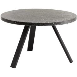 Kave Home - Table Ronde Shanelle En Terrazzo Noir Et Pieds En Acier Noir Ø 120 Cm - Noir