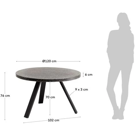 Kave Home - Table Ronde Shanelle En Terrazzo Noir Et Pieds En Acier Noir Ø 120 Cm - Noir 5 Kave Home - Table Ronde Shanelle En Terrazzo Noir Et Pieds En Acier Noir Ø 120 Cm - Noir – Image 3