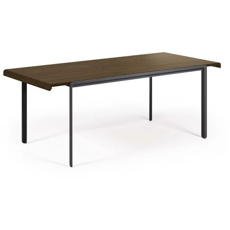 Kave Home - Table Extensible Nadyria En Contreplaqué De Noyer Et Pieds En Acier Noir 160 (200) X 90 Cm - Naturel 4 Kave Home - Table Extensible Nadyria En Contreplaqué De Noyer Et Pieds En Acier Noir 160 (200) X 90 Cm - Naturel – Image 2