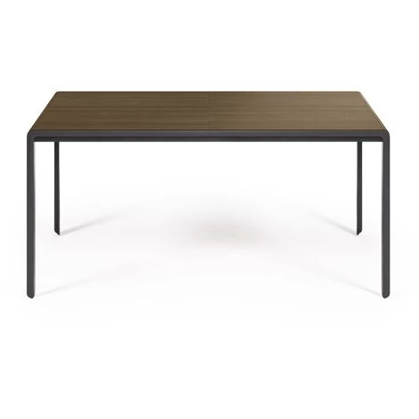 Kave Home - Table Extensible Nadyria En Contreplaqué De Noyer Et Pieds En Acier Noir 160 (200) X 90 Cm - Naturel 5 Kave Home - Table Extensible Nadyria En Contreplaqué De Noyer Et Pieds En Acier Noir 160 (200) X 90 Cm - Naturel – Image 3