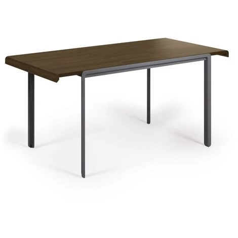 Kave Home - Table Extensible Nadyria En Contreplaqué De Noyer Et Pieds En Acier Noir 120 (160) X 80 Cm - Naturel 4 Kave Home - Table Extensible Nadyria En Contreplaqué De Noyer Et Pieds En Acier Noir 120 (160) X 80 Cm - Naturel – Image 2