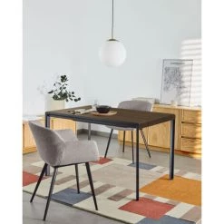 Kave Home - Table Extensible Nadyria En Contreplaqué De Noyer Et Pieds En Acier Noir 120 (160) X 80 Cm - Naturel 10 Kave Home - Table Extensible Nadyria En Contreplaqué De Noyer Et Pieds En Acier Noir 120 (160) X 80 Cm - Naturel -KAVE HOME Soldes 2022 51186183 4