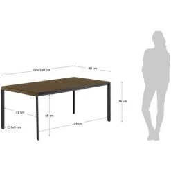 Kave Home - Table Extensible Nadyria En Contreplaqué De Noyer Et Pieds En Acier Noir 120 (160) X 80 Cm - Naturel 11 Kave Home - Table Extensible Nadyria En Contreplaqué De Noyer Et Pieds En Acier Noir 120 (160) X 80 Cm - Naturel -KAVE HOME Soldes 2022 51186183 5