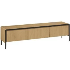 Kave Home - Meuble TV Nadyria 3 Portes Placage De Chêne Et Acier Avec Finition Noire 180 X 50 Cm