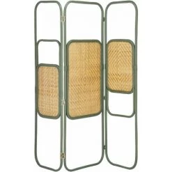 Kave Home - Paravent Margaret En Rotin Naturel Et Vert 165 X 180 Cm - Naturel -KAVE HOME Soldes 2022 51186225 2