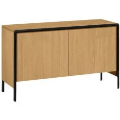 Kave Home - Buffet Nadyria 2 Portes En Placage De Chêne Et Acier Peint Noir 140 X 82 Cm - Naturel