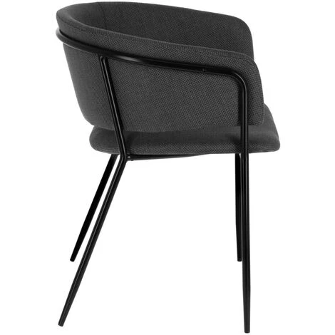 Kave Home - Chaise Runnie Gris Foncé Et Pieds En Acier Noir - Noir 4 Kave Home - Chaise Runnie Gris Foncé Et Pieds En Acier Noir - Noir – Image 2